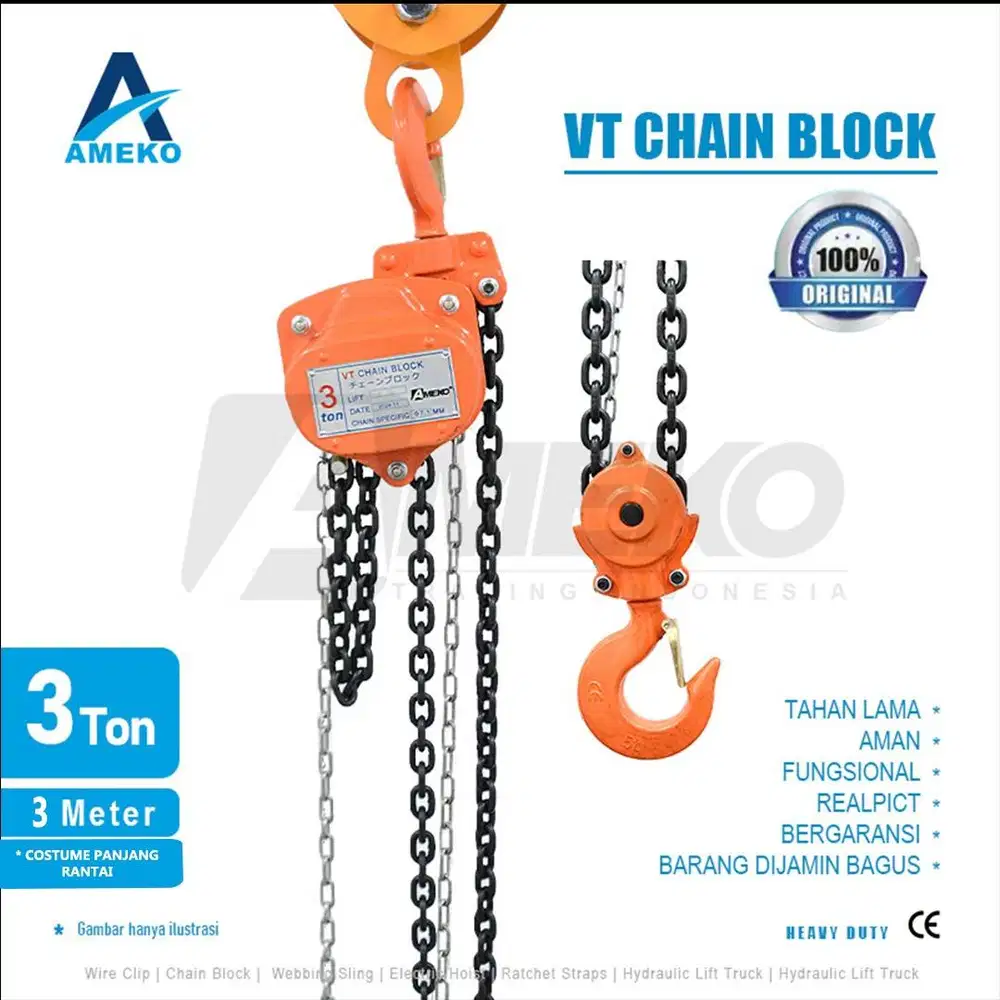 VT CHAIN BLOCK LISENSI JEPANG KAP 3 TON - AMEKO