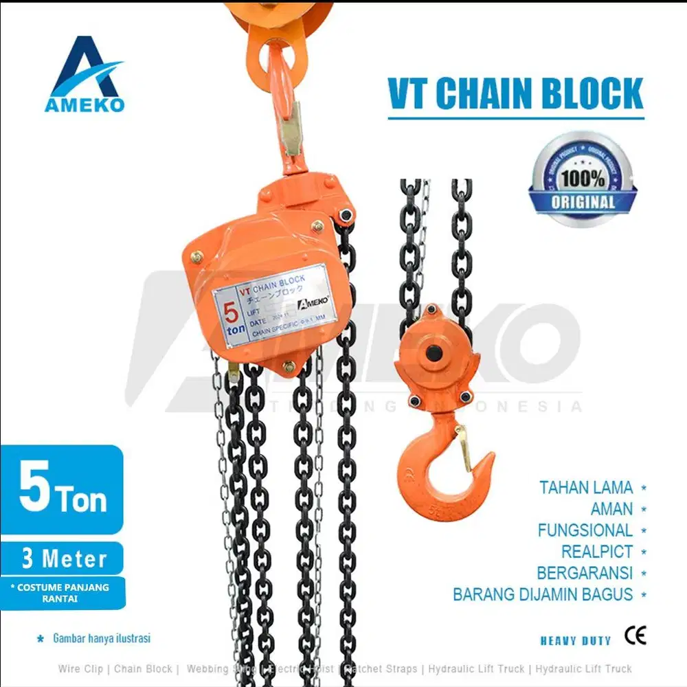 VT CHAIN BLOCK LISENSI JEPANG KAP 5 TON - AMEKO