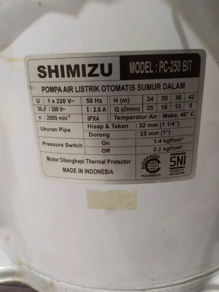 pompa jet pump shimizu bt250