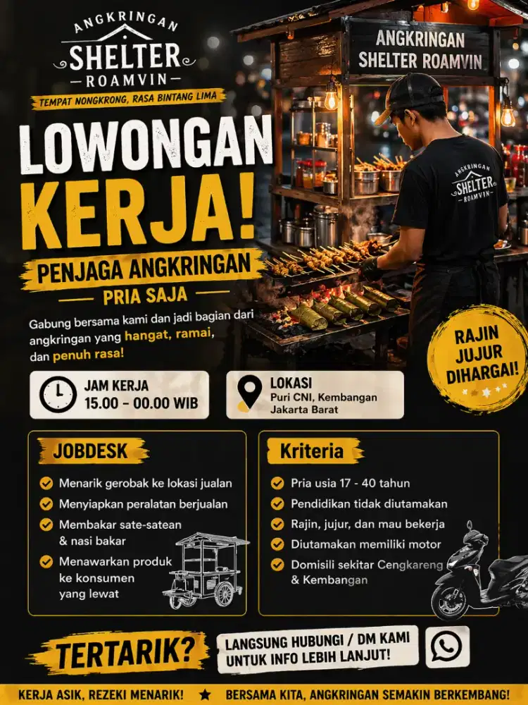Lowongan pekerjaan Angkringan SHELTER ROAMVIN