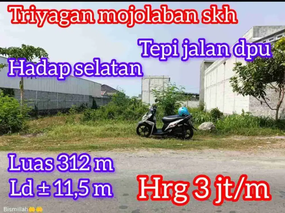 Dijual murah pekarangan depan dpu triyagan sukoharjo