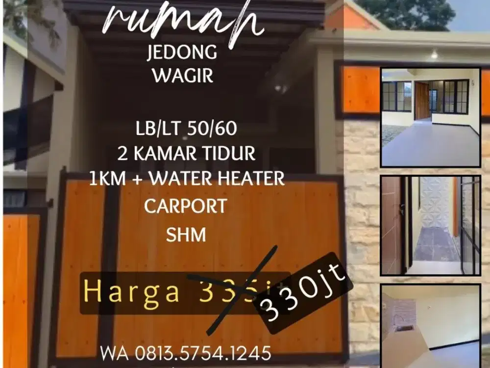Rumah dijual di jedong wagir malang 330jt lt60 Full Bangunan Waterheater