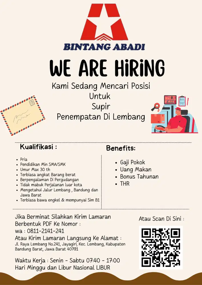 Lowongan Kerja Supir dan Kenek Lokasi Lembang