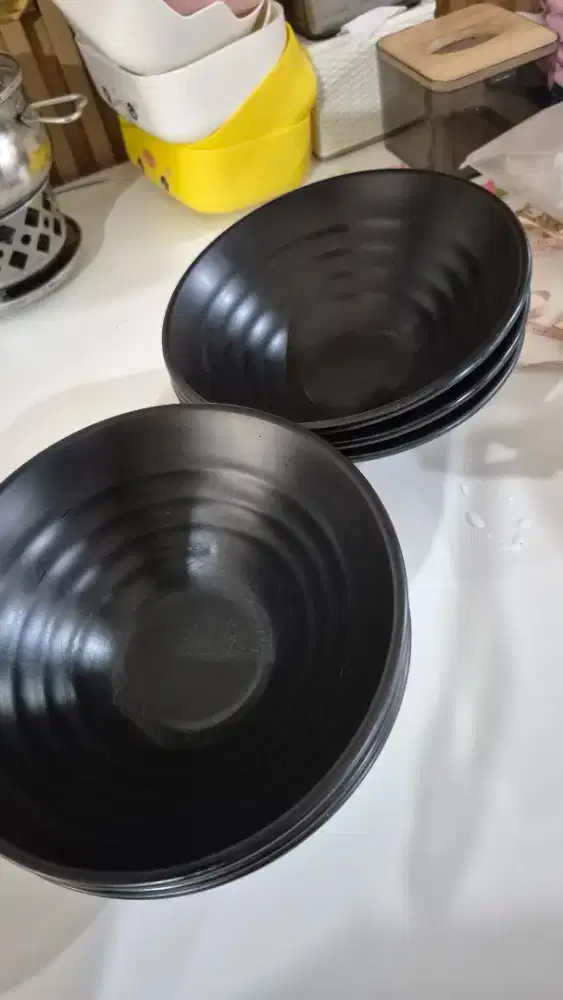 Ex cafe piring rame onyx hitam 10 pcs