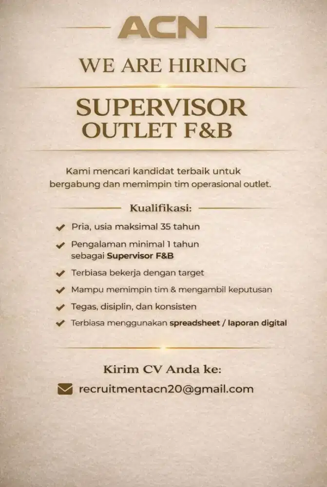 Dibutuhkan SPV Outlet