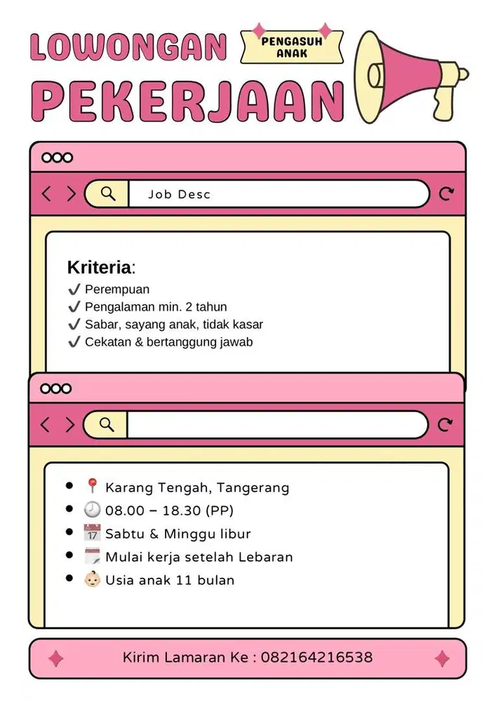 Dicari pengasuh anak