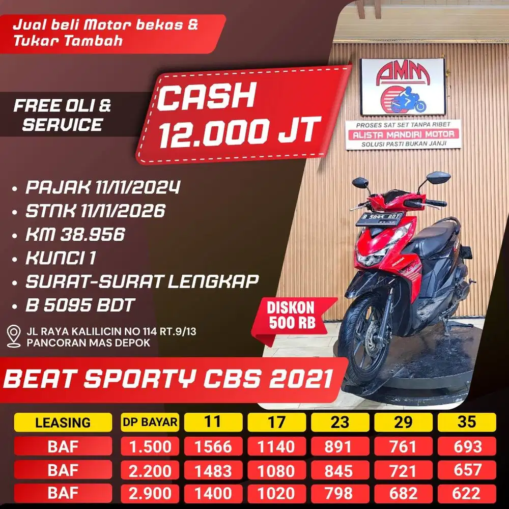 BEAT SPORTY CBS 2021 BISA CASH/KREDIT/TUKAR TAMBAH/PAKAI CC/PAYLATER