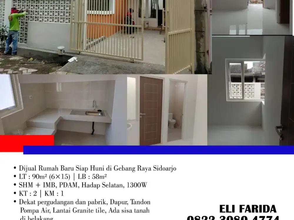 Dijual Rumah Baru Siap Huni di Gebang Raya Sidoarjo