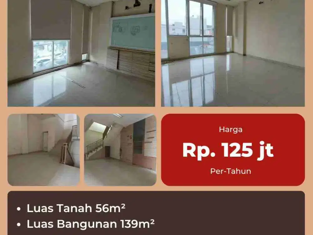 Disewakan ruko 3 lantai siap pakai di Jalan Sunda
