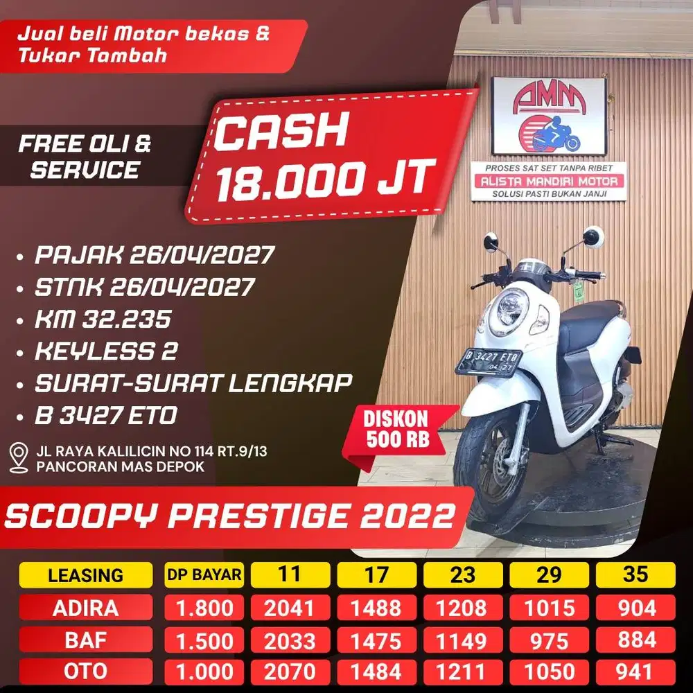 KREDIT DP 1JT SCOOPY PRESTIGE 2022 BISA CASH/TT/PAKAI CC/PAYLATER
