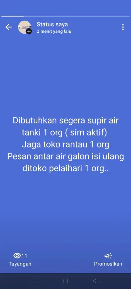 Supir air tanki, jaga toko rantau, pesan antar air galon dipelaihari