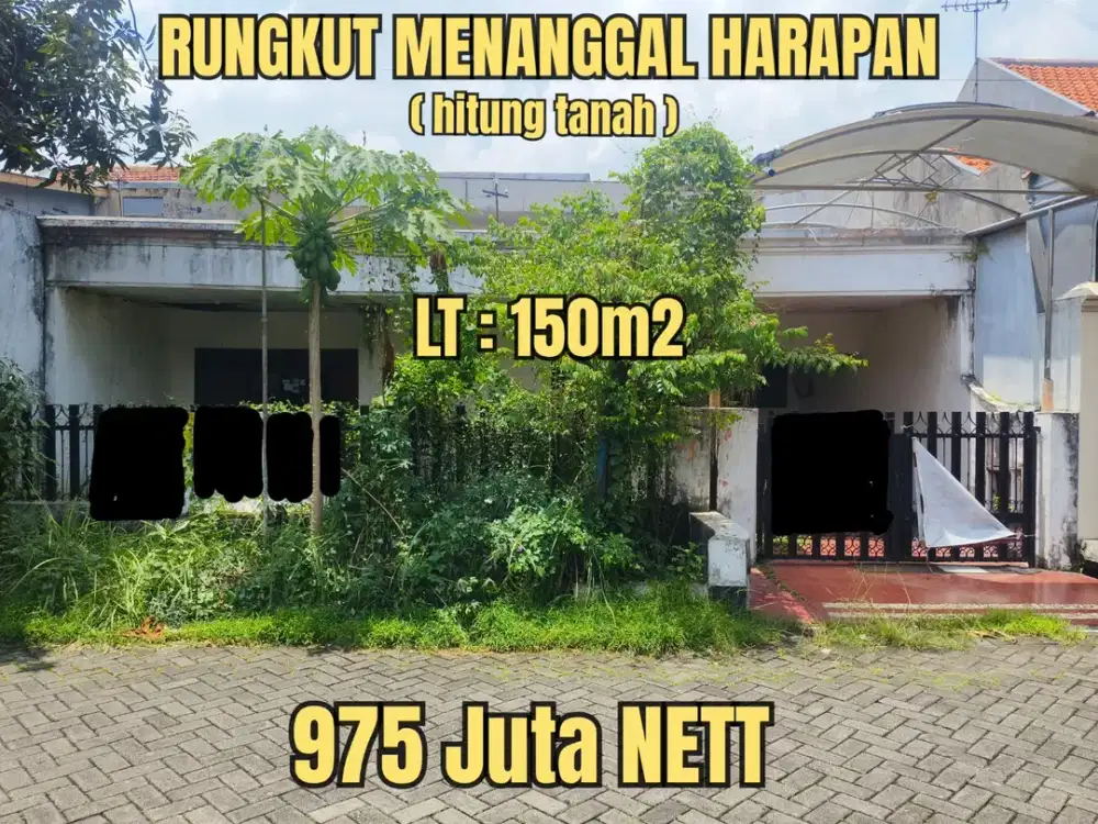 ‼️TERMURAAAH, HANYA 6,5Jt/m2‼️ RUMAH HITUNG TANAH RUNGKUT MENANGGAL HARAPAN SURABAYA TIMUR