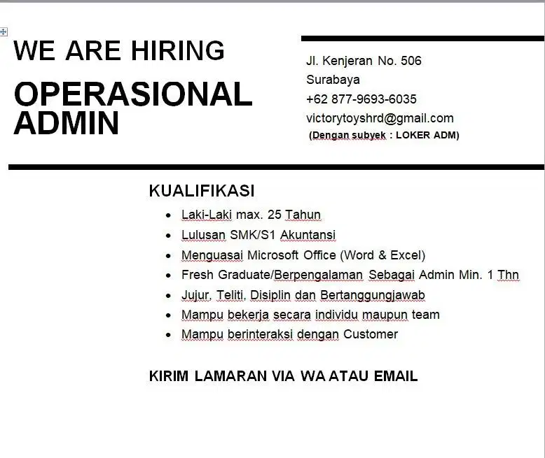 Lowongan kerja surabaya timur