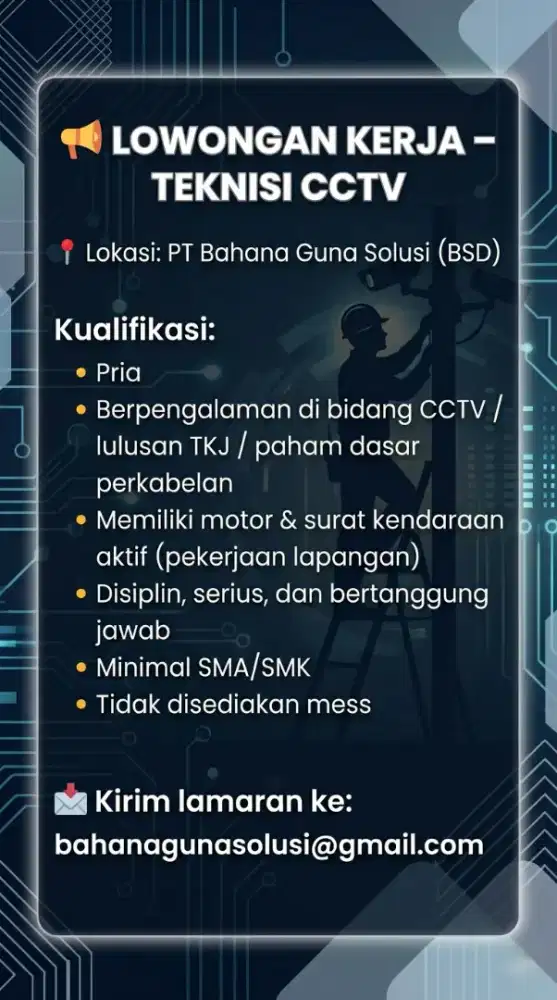 Lowongan Kerja Teknisi CCTV