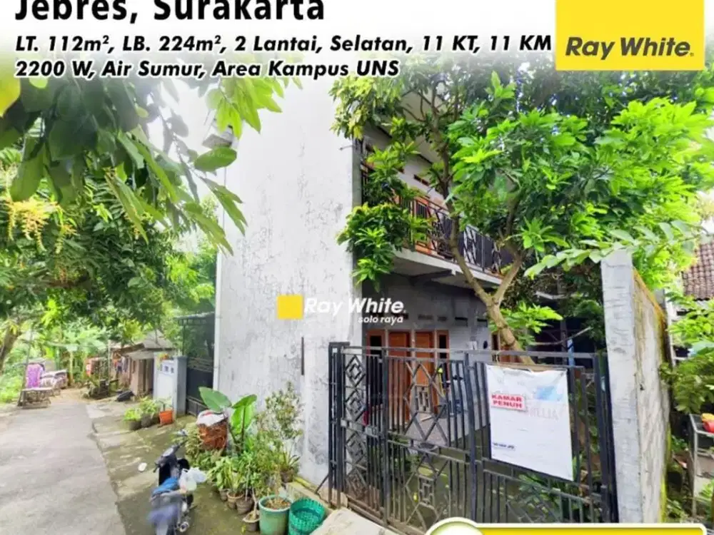 Dijual Kost 11 kamar Aktif full huni dekat kampus UNS Jebres Solo