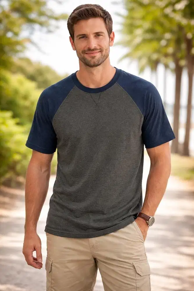 Kaos Orvis Grey Blue Bordir