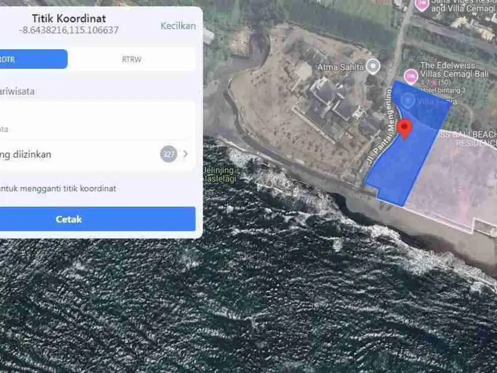 loss pantai cemagi bali!! 45 are tanah di jual