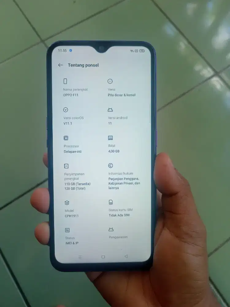 Oppo f11 ori ram 4/128 minus baca