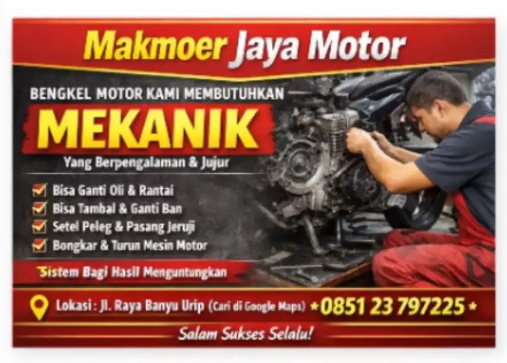 Di cari MEKANIK yang Berpengalaman