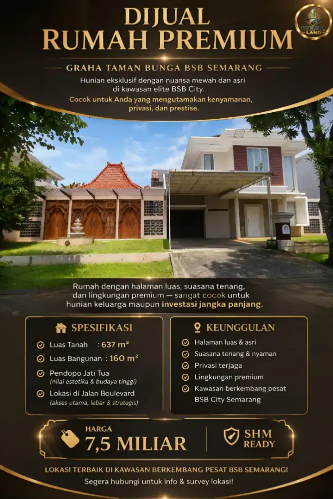 RUMAH BESAR DAN MEWAH DI BOULEVARD GRAHA TAMAN BUNGA BSB SEMARANG