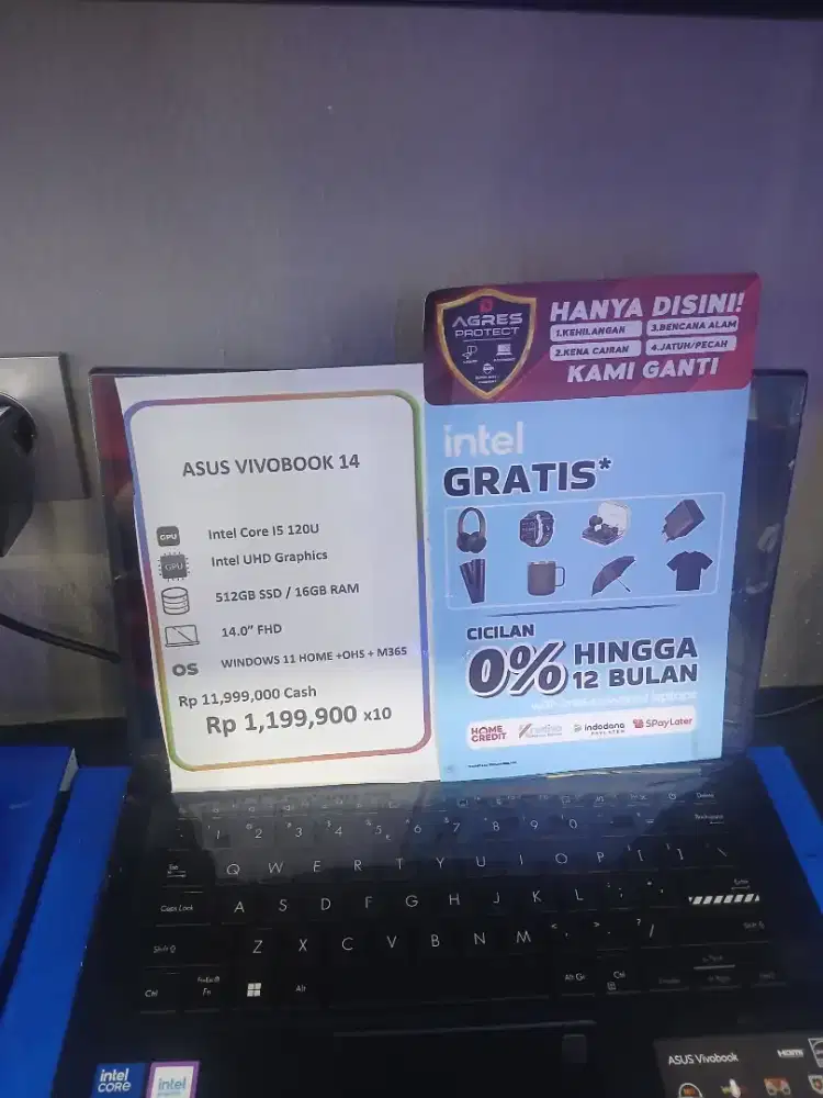 Promo cicilan laptop asus vivobook 14 intel3 bunga 0% free2x cicilan
