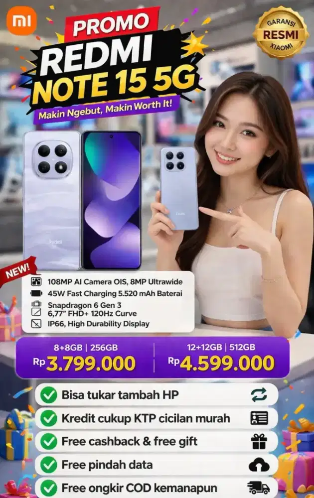 Promo Redmi Note 15 5G - Cashback upto 200k