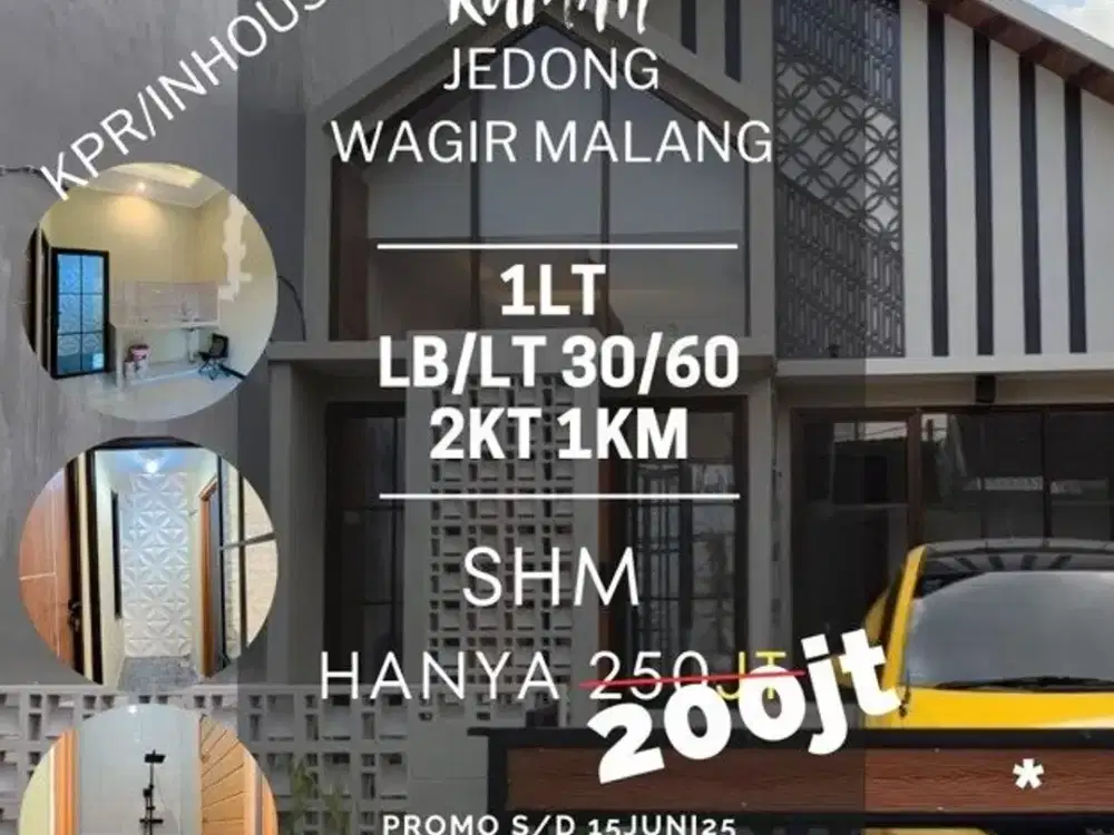 Rumah dijual di jedong wagir inden promo 200jt lt60 kpr/Inhouse12x