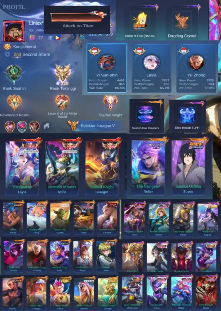 Akun GG WR hero 65++ negoin