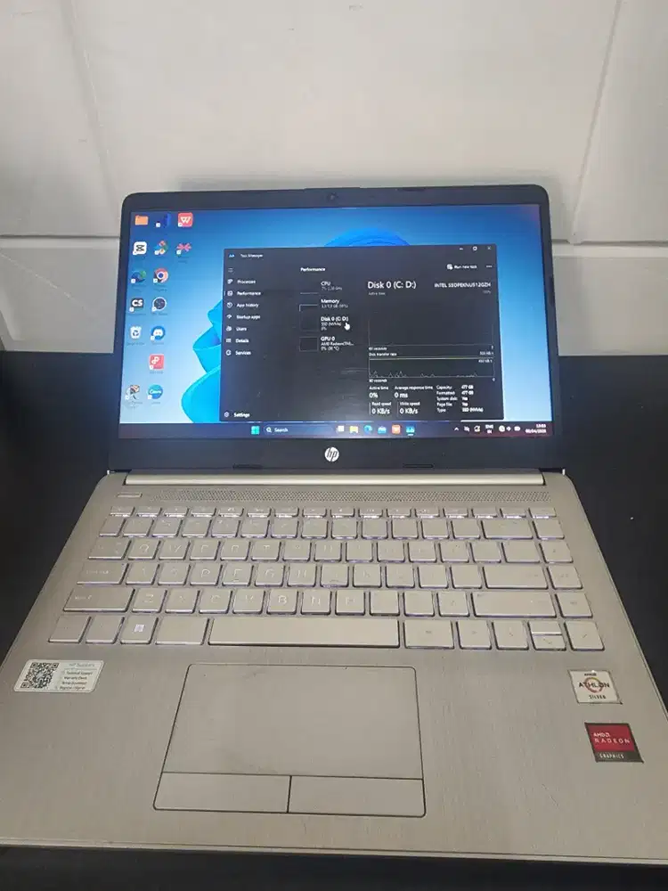 Laptop hp ram 8gb ssd 512gb NVMe
