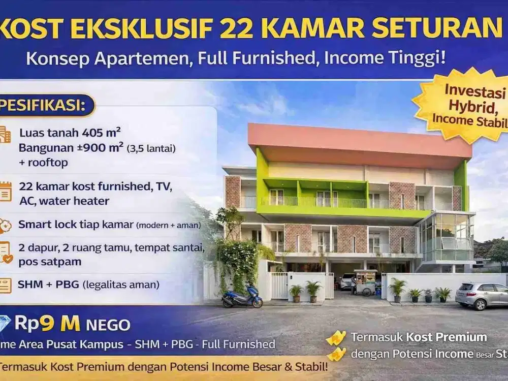 Kost Eksklusif 22 Kamar Seturan – Konsep Apartemen, Full Furnished, Income Tinggi!