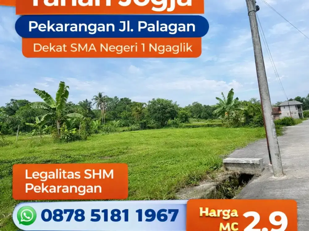Tanah Pekarangan Jl. Palagan km 11, Lingkungan Perumahan & Pemukiman, udara sejuk asri lingkungan Nasionalis