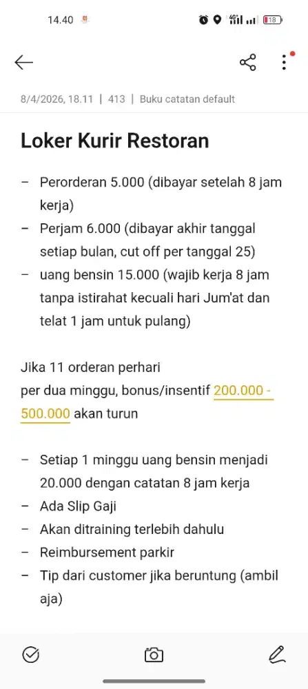 Loker kurir resto