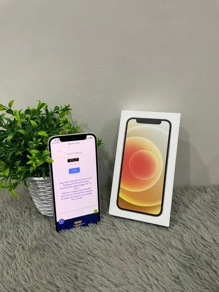 IPhone 12 Mini 128GB White lengkap Fullset BH 79% Imei Bea Cukai