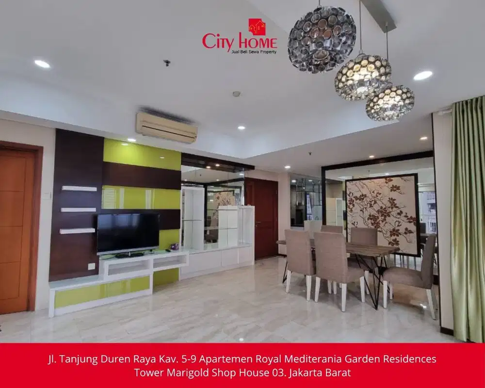 Disewakan Apartemen 3 Kamar Furnished, Royal Mediterania Garden