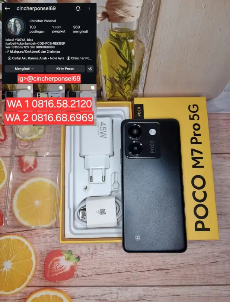 Jual hp likenew POCO M7 PRO 8/256 istimewa BH 100% grns ON