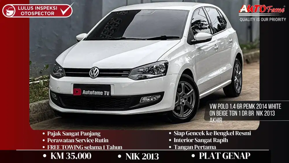 KM35RB VW Polo 1.4 6R PEMK 2014 White On Beige Tgn 1 Dr Br  NIK 2013 A