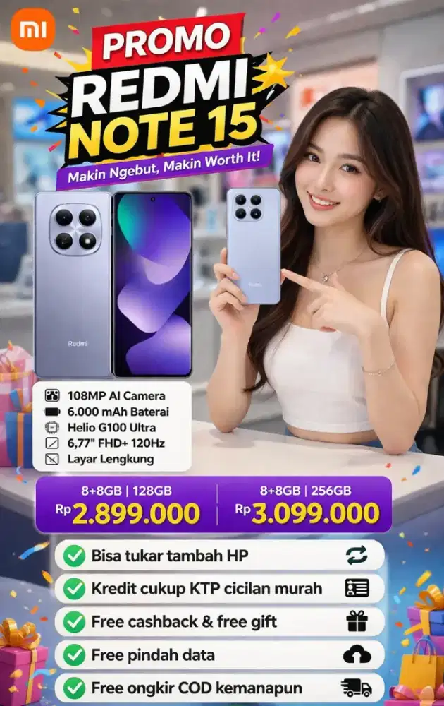 Promo Redmi Note 15 - ORI New Segel - Cashback upto 150k
