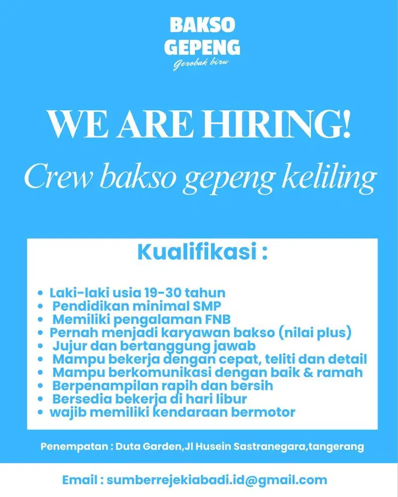 Loker penjual bakso keliling