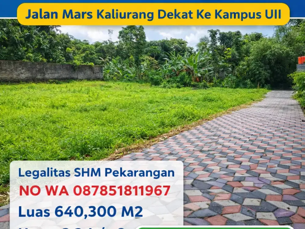 Tanah Jogja Kost Area Kampus UII Kaliurang SHM Pekarangan