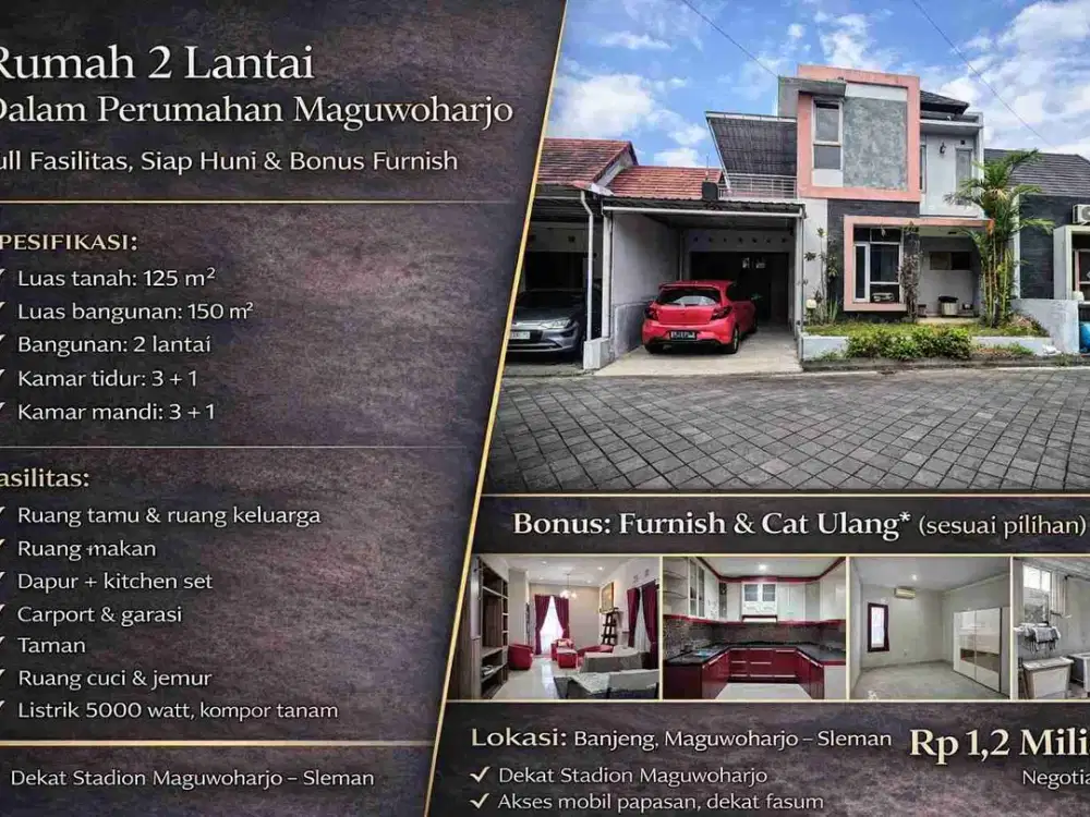 Rumah 2 Lantai Dalam Perumahan Maguwoharjo – Full Fasilitas, Siap Huni & Bonus Furnish