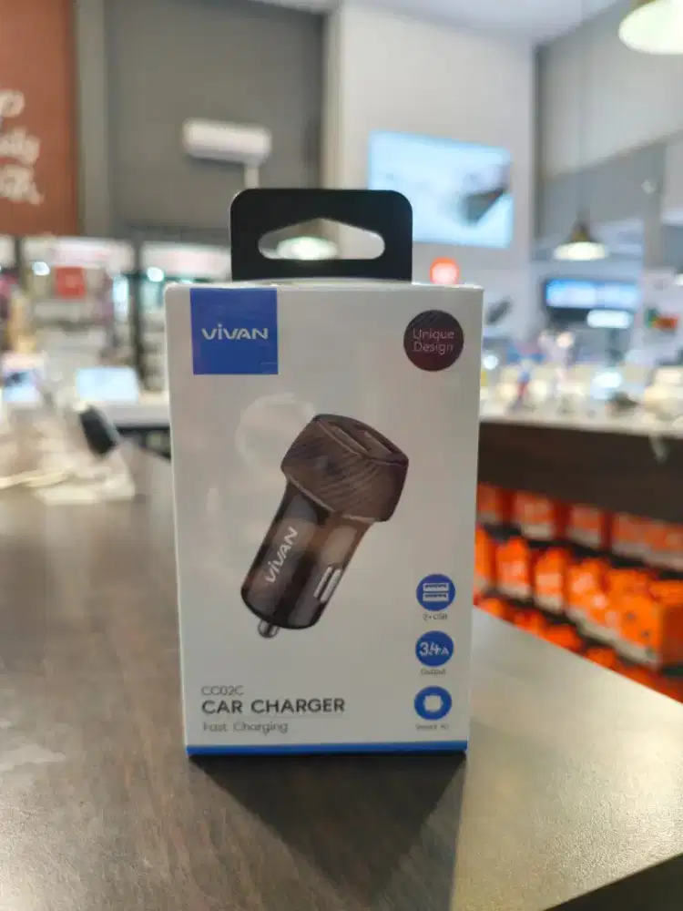 Charger mobil Vivan CC02C Output 2 Port USB Fast Charging
