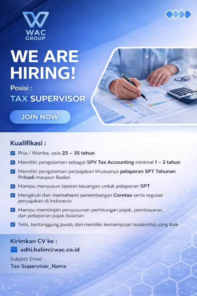 Lowongan Spv Tax