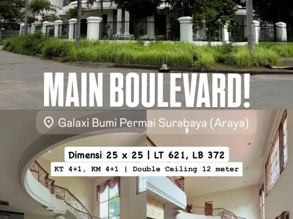 Dijual rumah mewah main road galaxi bumi permai araya 1