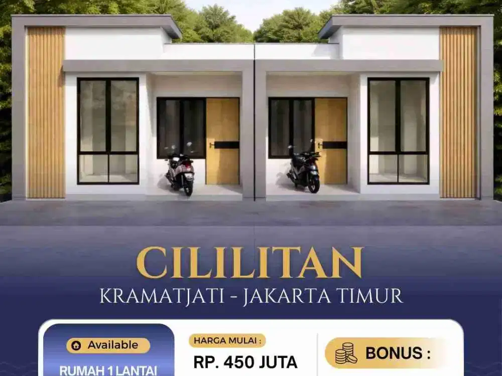 Rumah Baru (Akses Motor) Di Cililitan Kramat jati Jakarta Timur, Murah, Cluster Jual