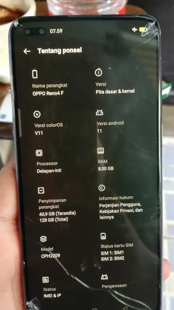 Oppo Reno4 F 128/8 GB jual cepet