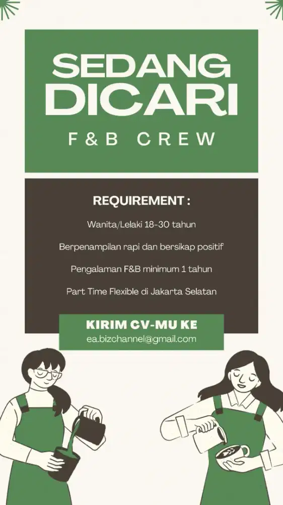 WE'RE HIRING - F&B CREW (BARISTA)