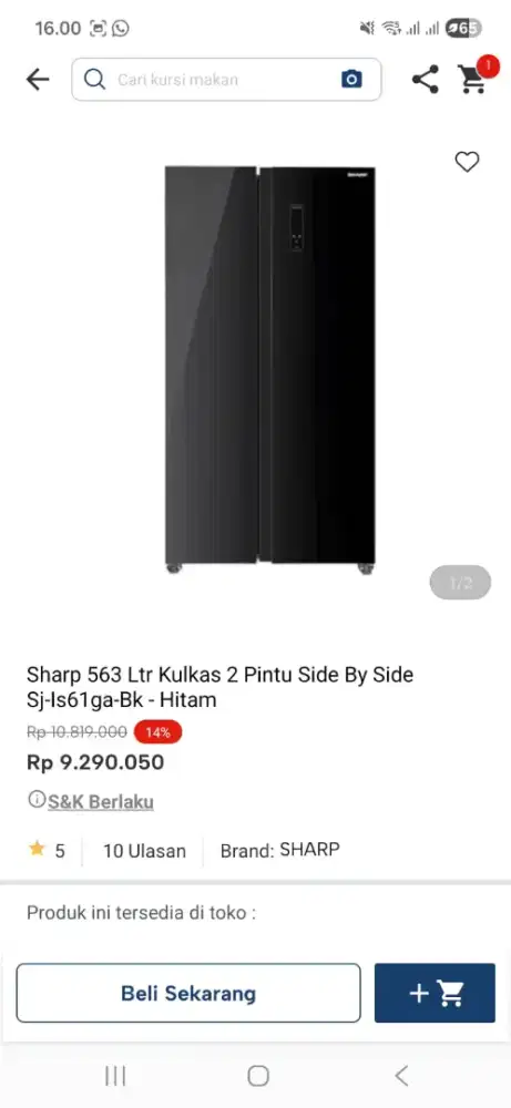 Sharp kulkas sbs 2pintu