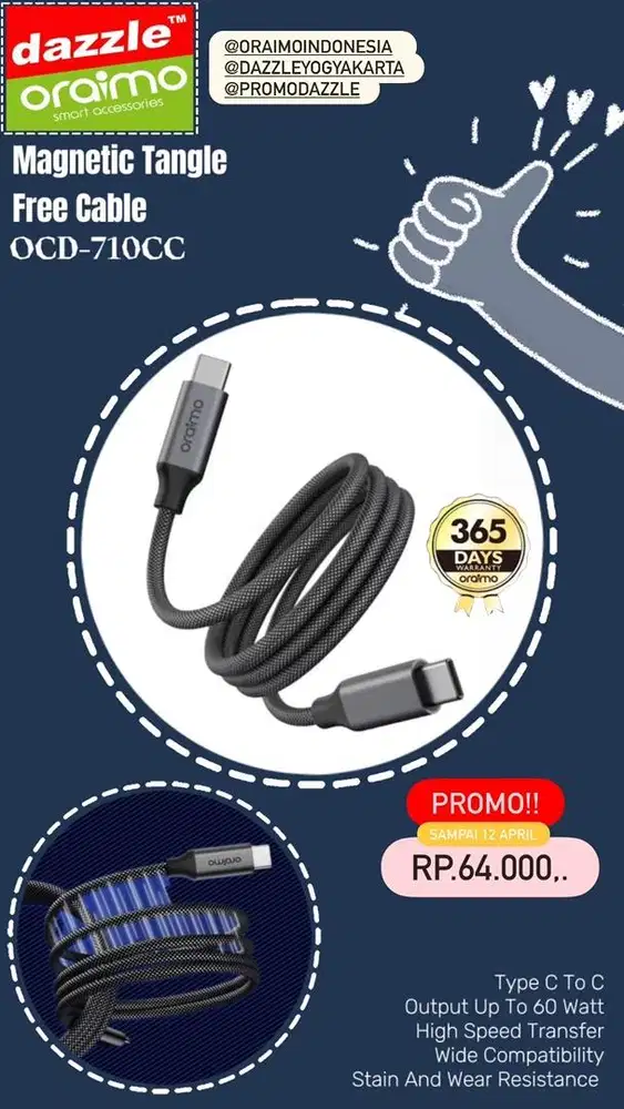 Kabel Data Magnetic Oraimo OCD-710CC