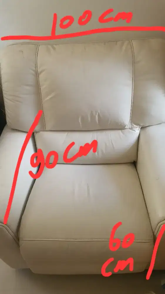 Sofa Cellini rocker recliner full kulit asli