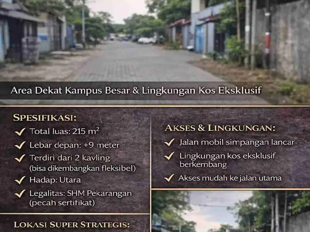 Tanah Strategis Pogung Baru Dekat UGM – Siap Bangun Kos Eksklusif / Usaha (Akses Bagus)
